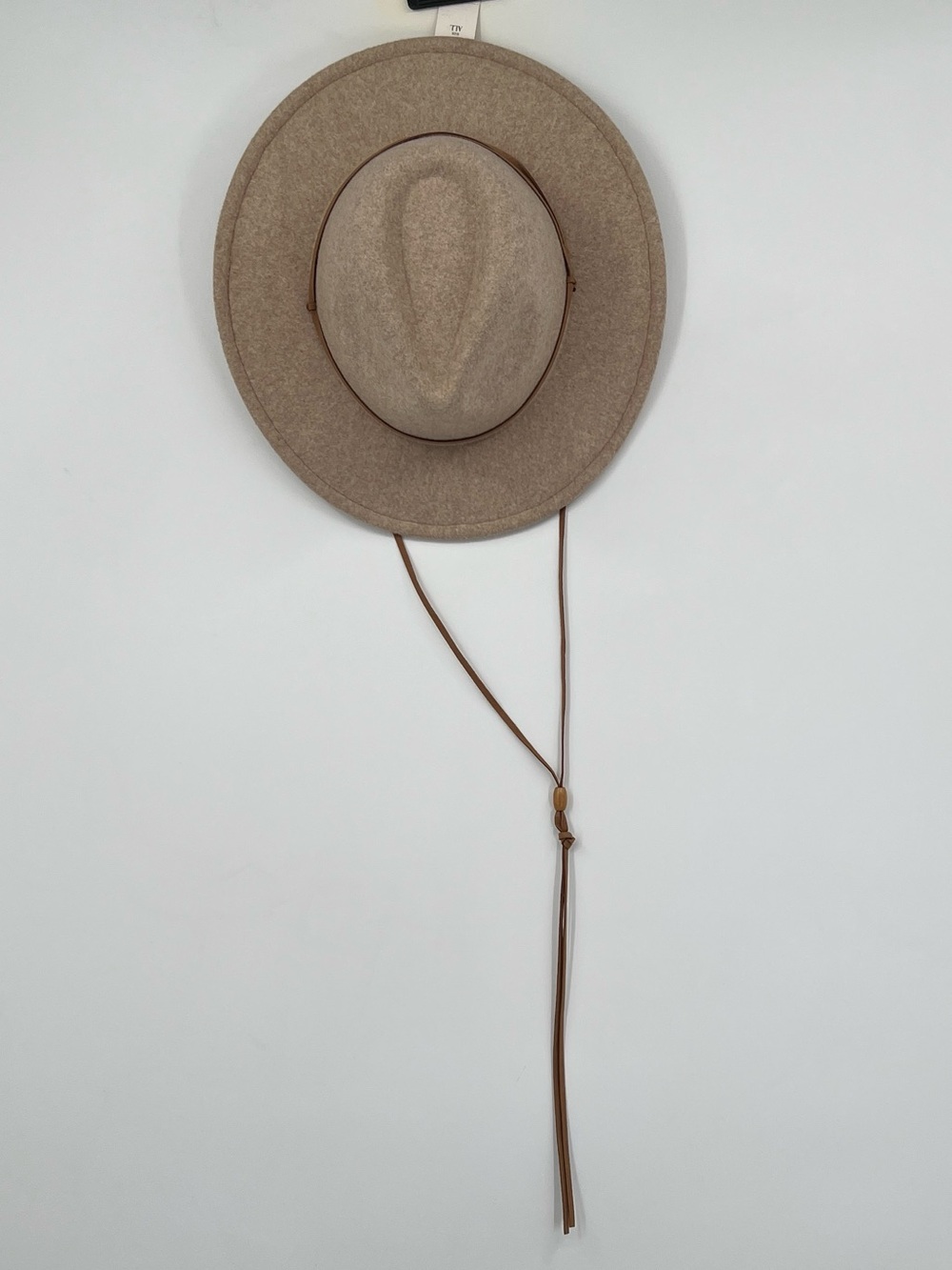 Anthropologie Brown Tan Felt Rancher Hat with Chin Cord Boho Wide Brim Hat